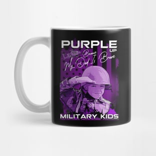 Purple Up Military Child Month with kid soldier retro american Flag Mug